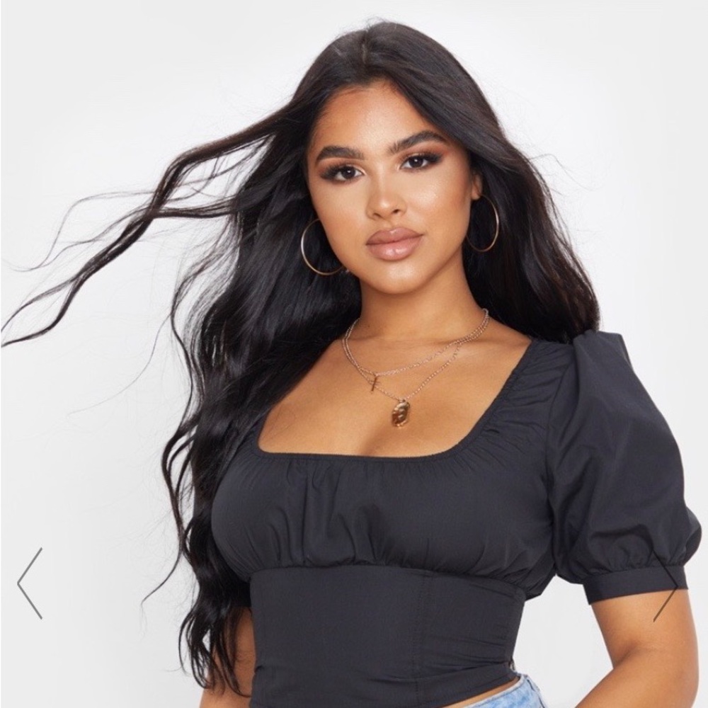 PLT cropped puff sleeve blouse